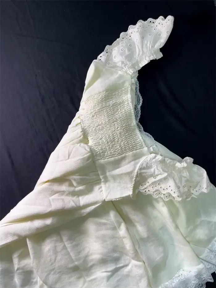 Robes d'été françaises tendance, coupe ajustée, avec nœud et dentelle, épaules dénudées, pour femme, idéales pour les anniversaires, décontractées, soldes de liquidation