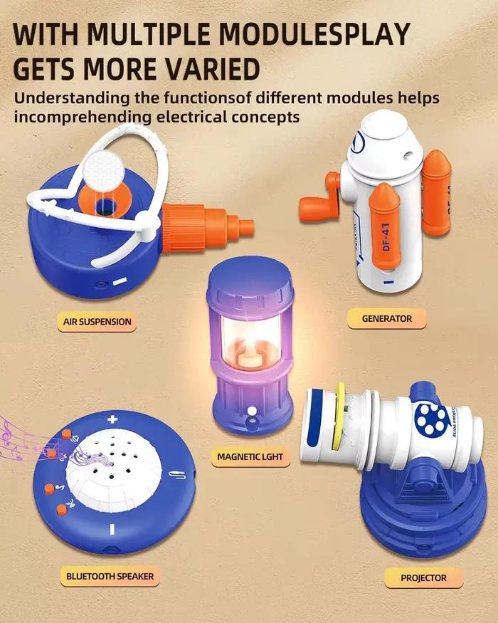 Kits scientifiques STEM pour enfants, Kit d'exploration électronique, 66 pièces de circuits de bricolage, plus de 1200 projets, jouet éducatif STEM Gif