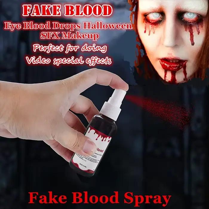 Spray de faux sang pour maquillage d'Halloween, fausses plaies réalistes, faux sang lavable, pour costume de sang facial de vampire zombie d'Halloween