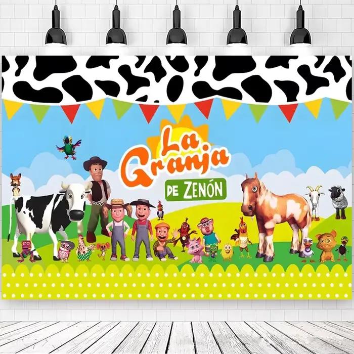 Thème De ferme d'herbe verte La Granja De Zenon fond De fête personnalisé décorer enfants 1er anniversaire bébé douche Photo toile De fond