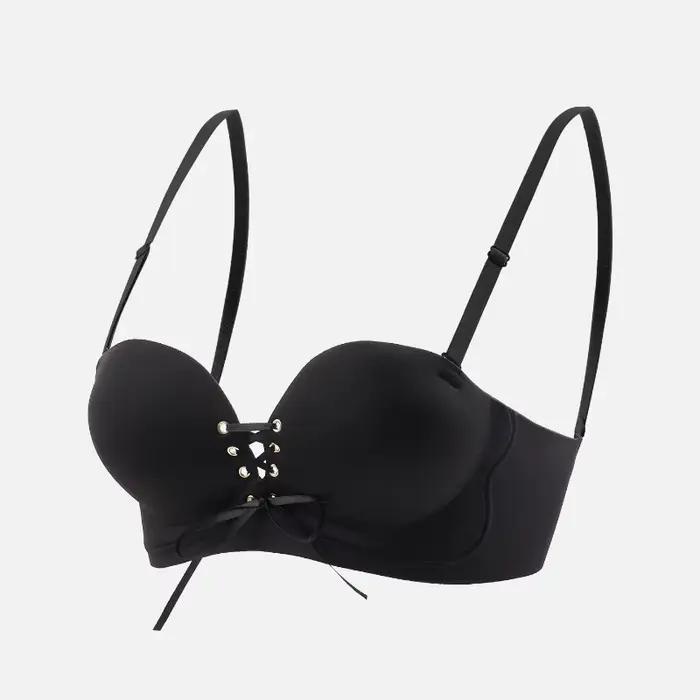 Soutien-gorge sans fil rose clair à carreaux