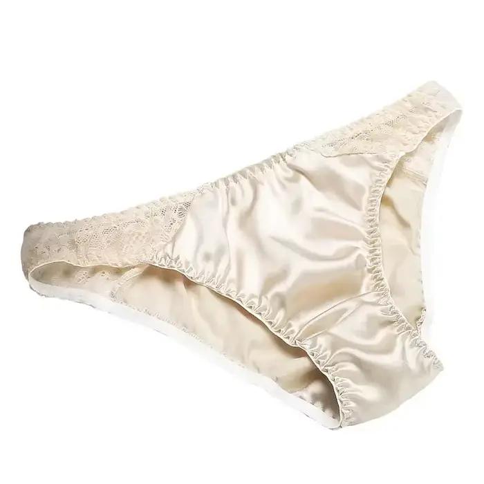 100% soie de mûrier sexy sous-vêtements en dentelle