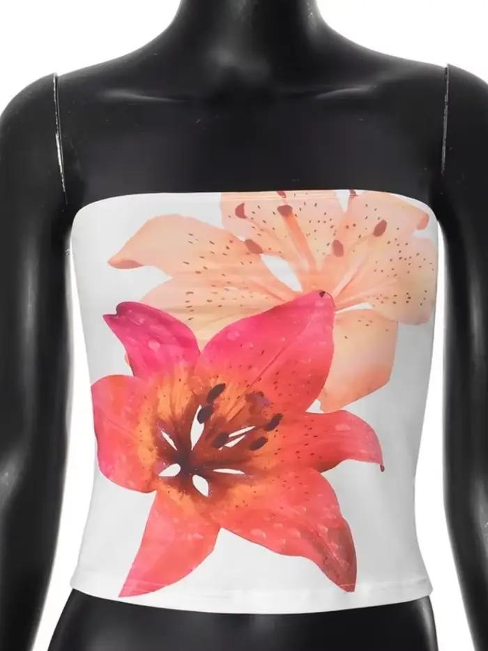 Soutien-gorge sans bretelles à imprimé floral pour femmes