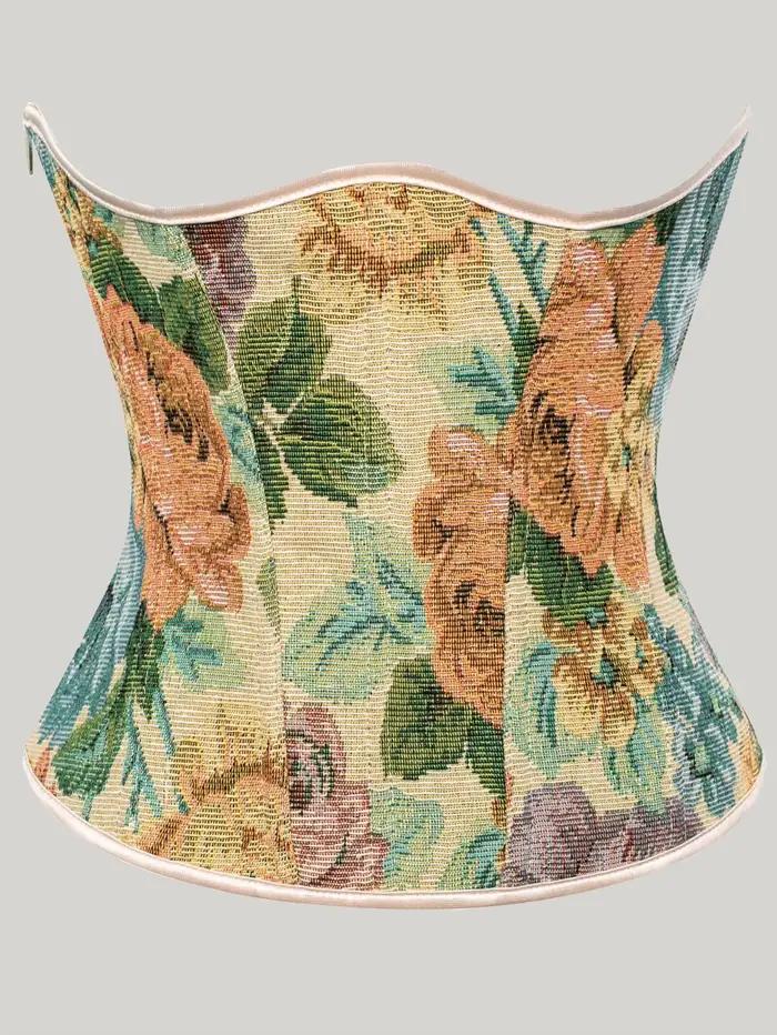 Corset imprimé floral pour femme, style gothique, sous-poitrine, avec fermeture éclair, ceinture, contrôle du ventre, à lacets, à baleines, pour un ventre plat, taille fine, vintage