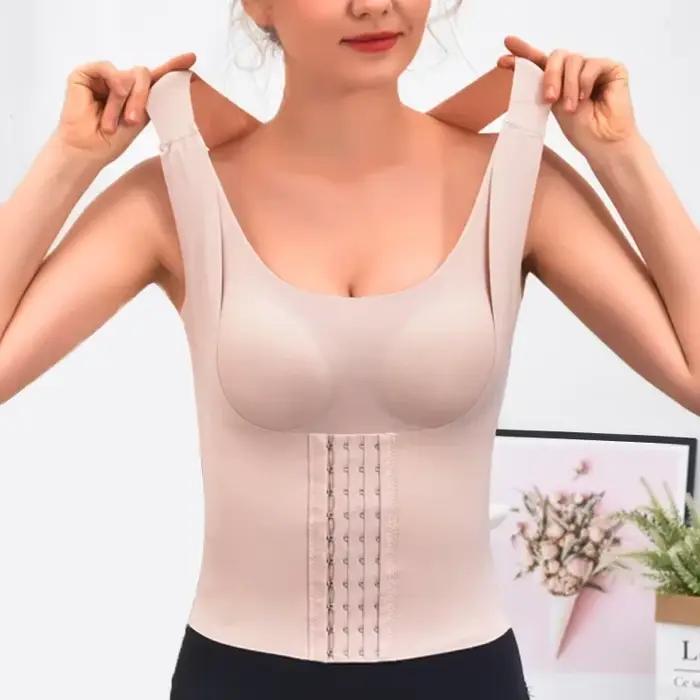 Soutien-gorge gainant 3-en-1 à boutons pour femme - Gaine amincissante pour la taille