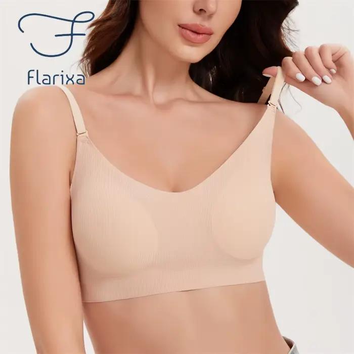 Soutien-gorge Flarixa sans couture bleu avec bretelles convertibles pour femmes occasions quotidiennes et spéciales