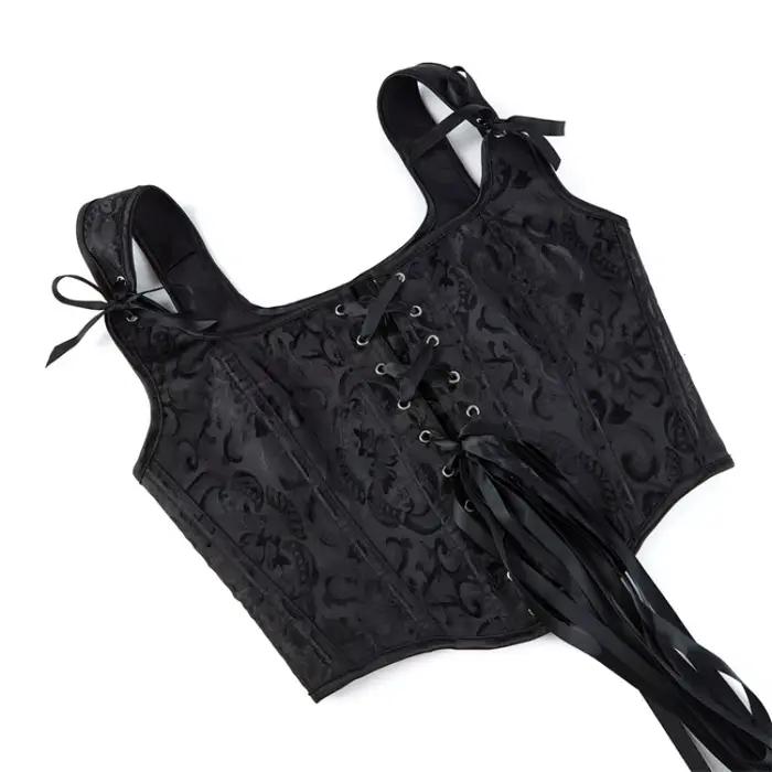 Corset gothique avec bretelles débardeur à lacets Vintage Bustier Steampunk Korsett Shapewear femmes Sexy Corselet Feminino