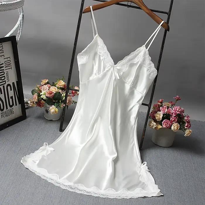 Chemise de nuit d'été en Satin doux pour femmes