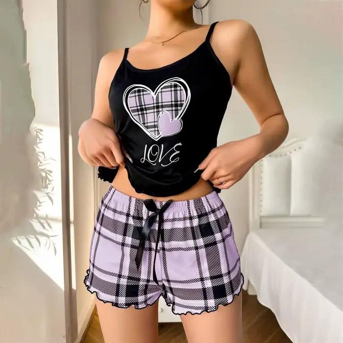 Ensemble de pyjama pour femme Fashion Love Heart