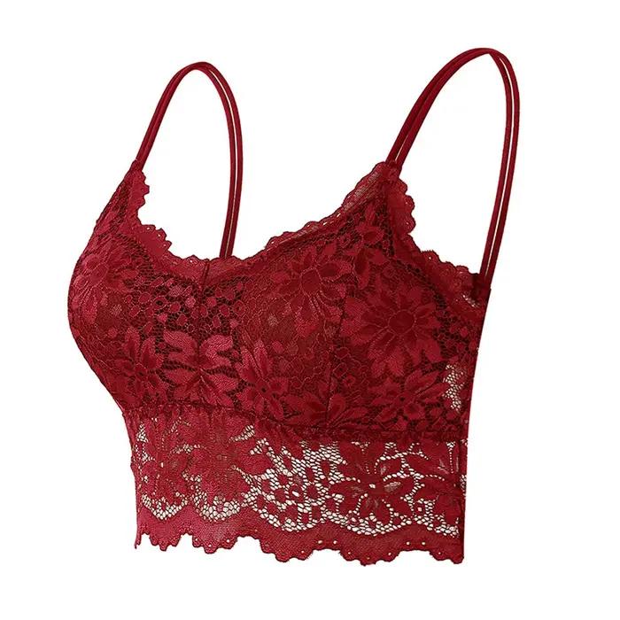 Soutien-gorge sexy en dentelle florale sans bretelles pour femmes