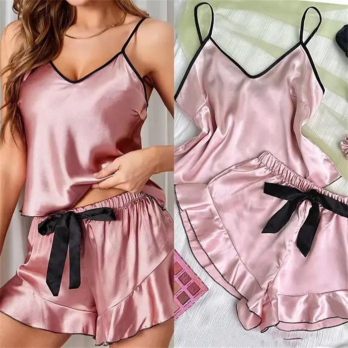 Pyjama en satin lisse pour femme