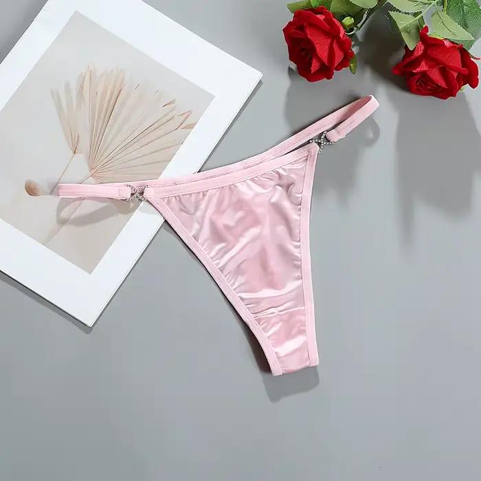 Lingerie femme sous-vêtements sans couture Satin strass string respectueux de la peau respirant faible releé Diaments