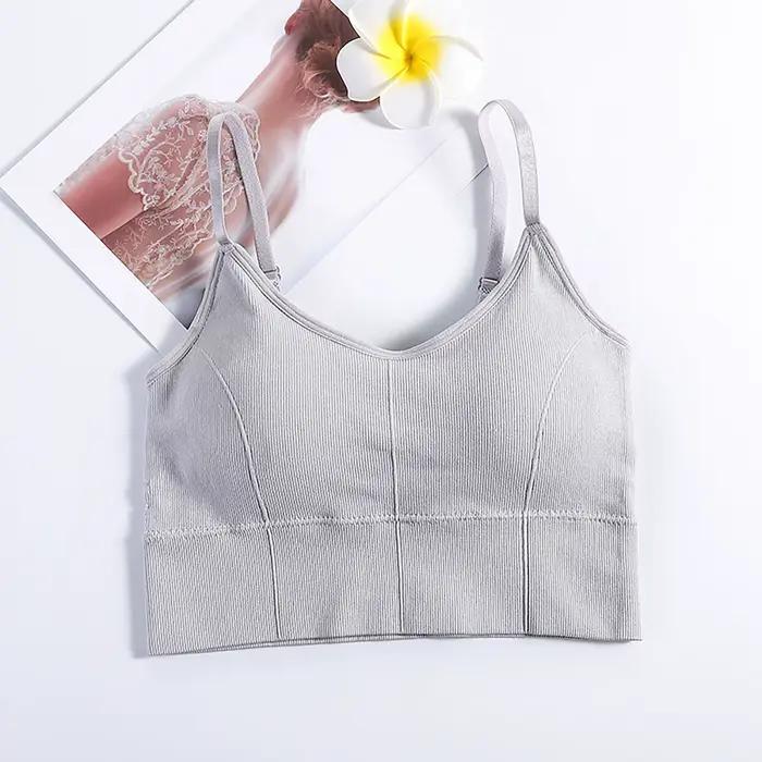 Soutien-gorge de sport rembourré avec soutien-gorge intégré, débardeur pour femmes, bretelles extensibles en coton, camisole avec soutien-gorge rembourré intégré, taille petite