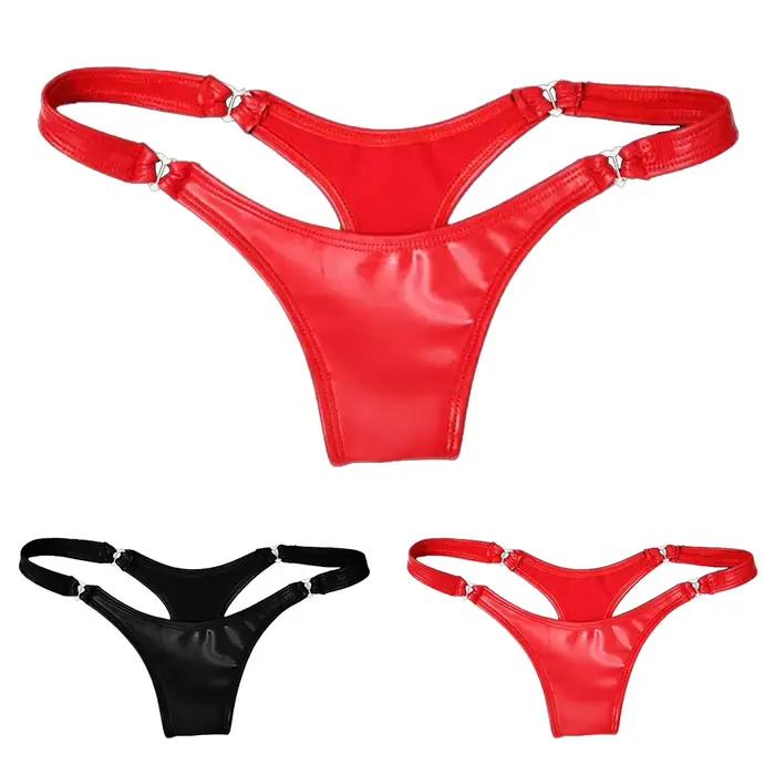 Slip Sexy en cuir PVC pour femmes