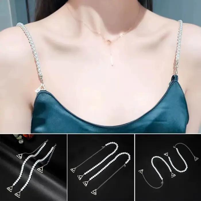 Bretelles de soutien-gorge antidérapantes en perles, sexy, ajustables, pour sous-vêtements, épaulettes décoratives amovibles pour soutien-gorge