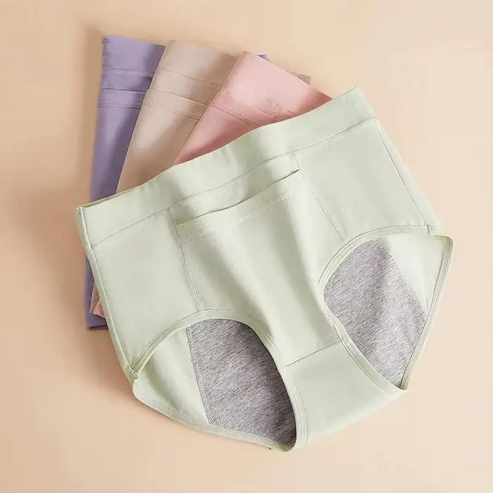 4 pièces culottes menstruelles pour femmes pantalons physiologiques sous-vêtements anti-fuite dames période culotte taille haute slips en coton Lingerie