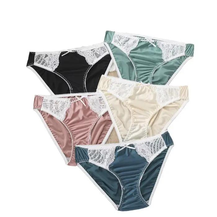 Culotte sexy de style français pour femmes, garniture en dentelle extensible, taille basse, sous-vêtements confortables pour toutes les saisons