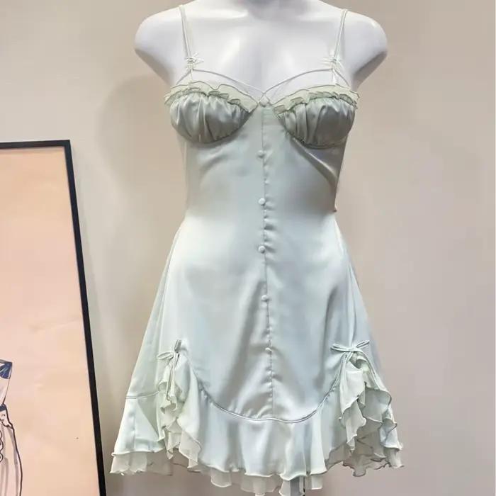 Français Lolita fille vêtements de nuit glace soie Sexy chemise