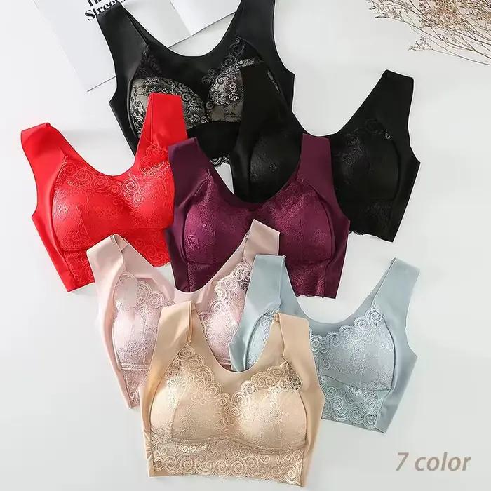 Soutien-gorge féminin grande taille en élasthanne et nylon, tricoté sans couture, avec dentelle, trois quarts tasse, sans bretelles, pour femmes, occasions spéciales et quotidiennes