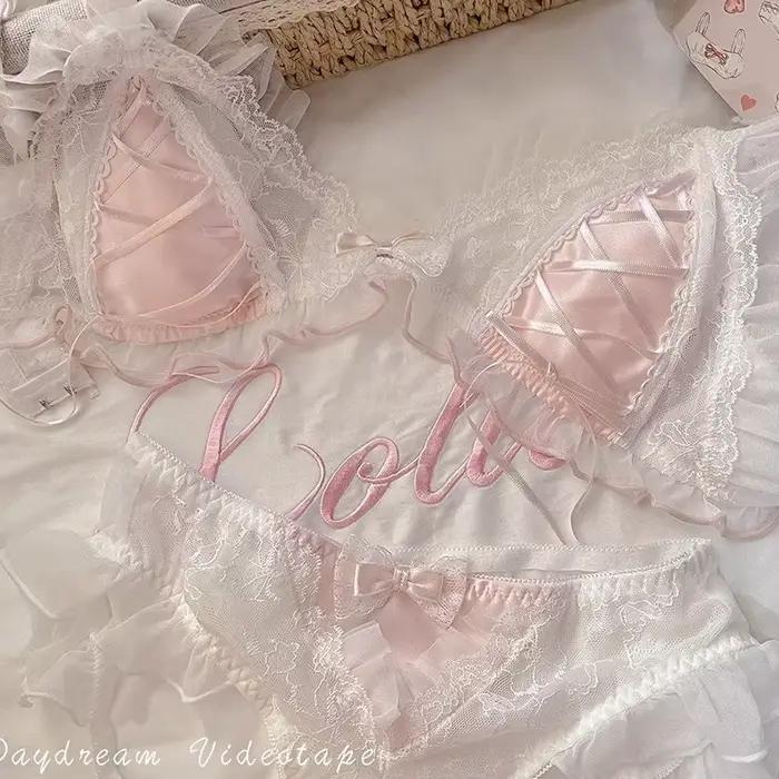 Lolita filles mince mignon dentelle petit soutien-gorge femmes triangle tasse
