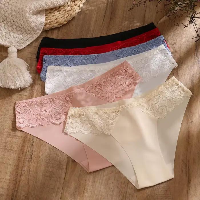 Culotte femme Sexy dentelle péripective sans couture sous-vêtements féminins solide élasticité slips pour dames belle Lingerie caleçon nouveau