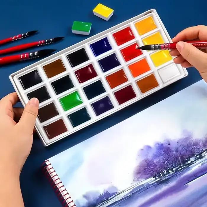 Ensemble de peinture pour aquarelles, 16/24 couleurs, nuits blanches, Sonnet, artistes, couleurs vives et vives, casseroles complètes, boîte en Carton de 2.5ml pour dessin d'étudiant