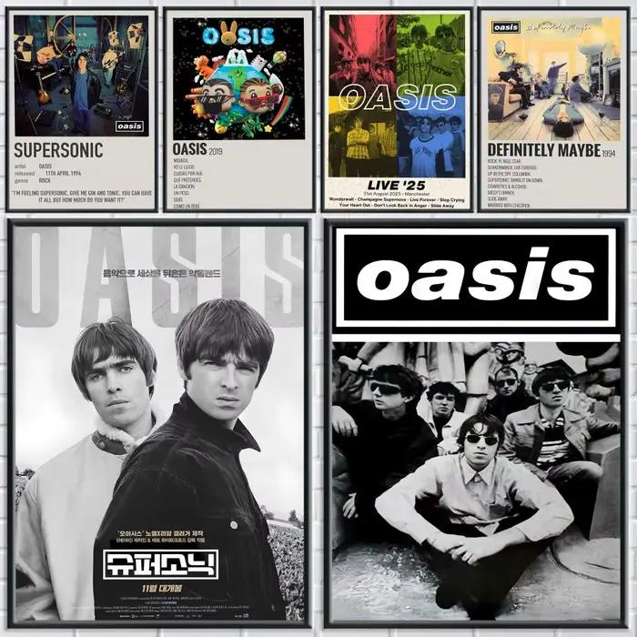 Affiche de groupe de Rock o-oasis, décor artistique mural de salle, autocollants imperméables pour la maison, Bar, chambre à coucher