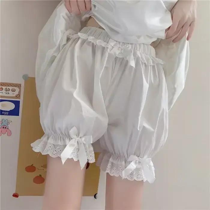 Culotte Plissée à Volants en Dentelle Blanche pour Femme