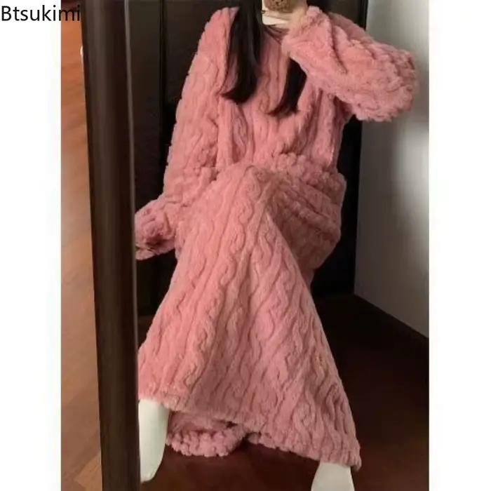 2026 Pyjamas pour femmes Vêtements de nuit chauds Robe de nuit en flanelle Robe de nuit épaisse Chemise de nuit Vêtements de nuit Hiver Nouvel vêtement de maison pour les femmes