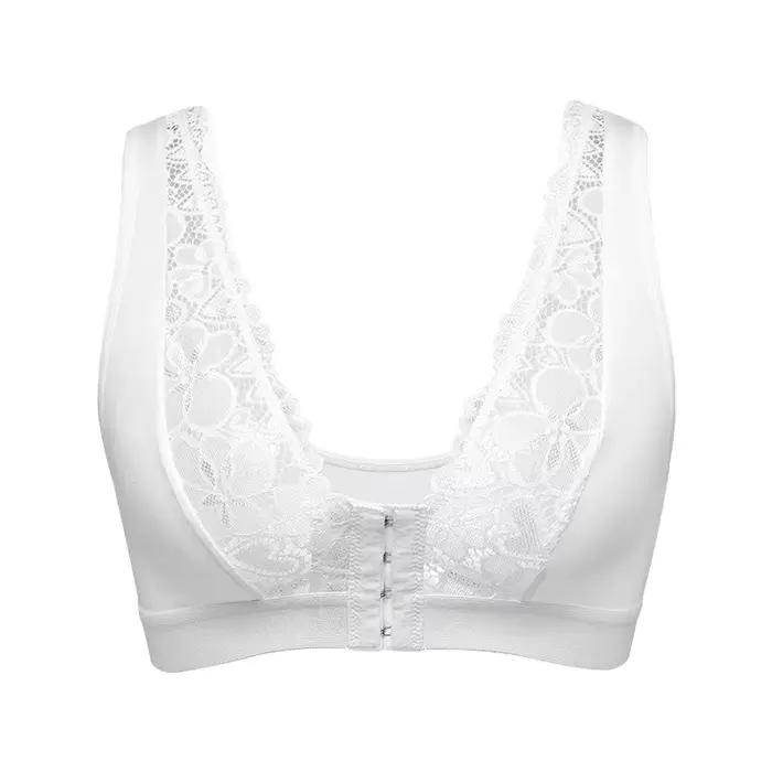 Offre spéciale soutien-gorge de sport transparent à lacets floraux avec fermeture avant et support latéral pour femmes soutien-gorge sans fil
