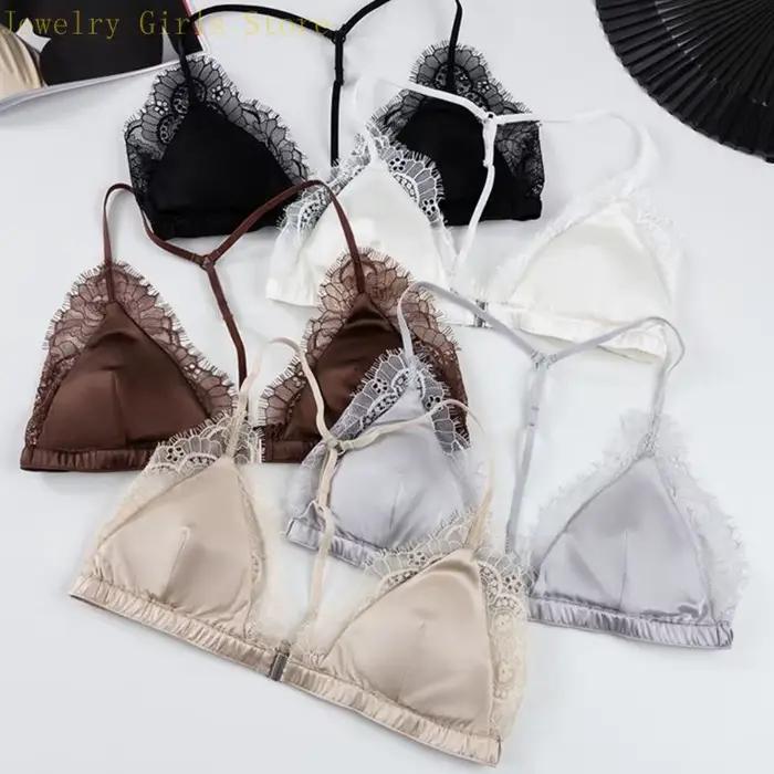 E56F – soutien-gorge licou en dentelle avec fermeture sur le devant