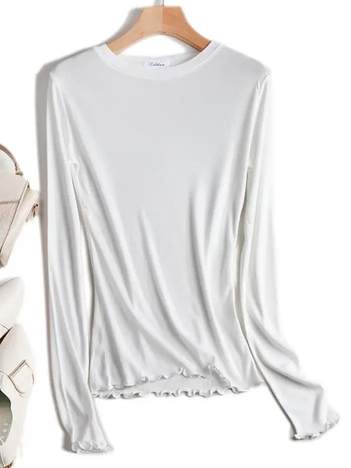 T-shirt moulant et sexy transparent à haute élasticité pour femme, à manches longues, collection été 2026, style coréen
