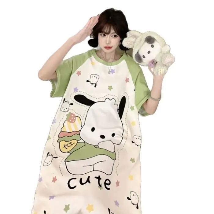 Chemise de nuit coréenne Sanrio d'été à manches courtes pour femme