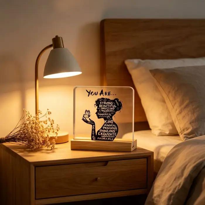 Cadeaux pour la fête des mères, artisanat, design 2D, plaque inspirante, acrylique transparent, décoration de bureau, ornements, cadeaux pour maman, décoration de bureau