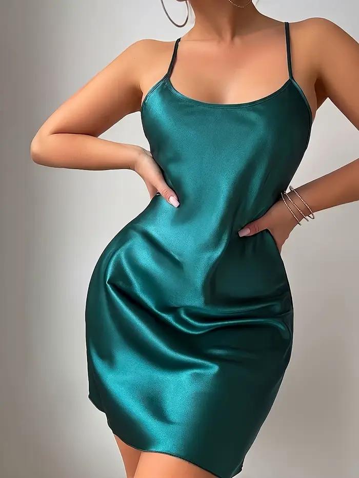Robe de nuit à col rond pour femme, respirante et confortable, style licou, tenue d'intérieur sexy, vêtement uni pour femme
