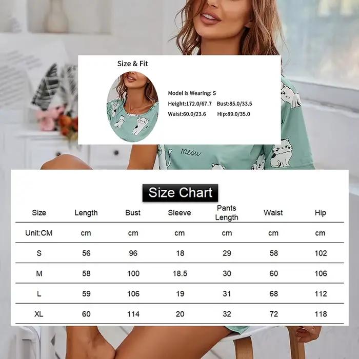 2026 Femmes décontracté mignon merdes en plein air avec Shorts Pyjamas ensembles à manches courtes vêtements de nuit 2