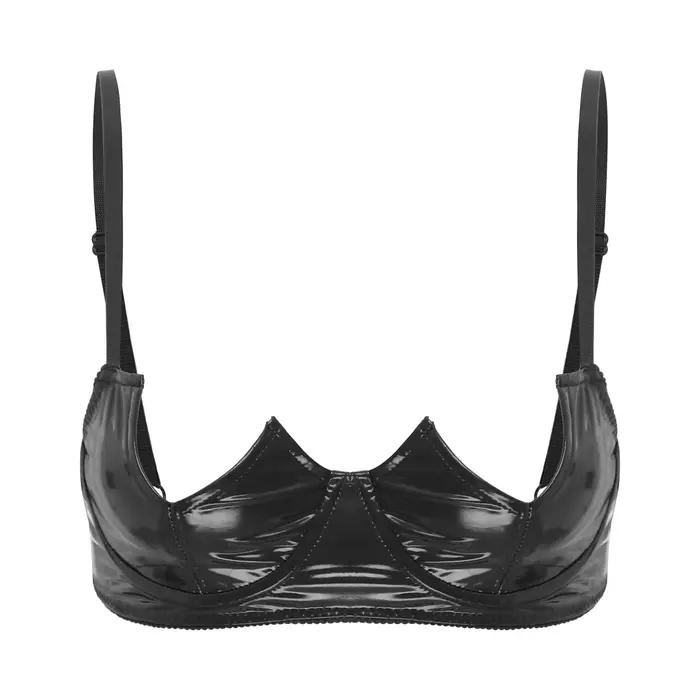 Soutien-gorge sexy en cuir verni pour femmes, soutien-gorge à armatures, lingerie pour discothèque, pôle, vêtements de nuit