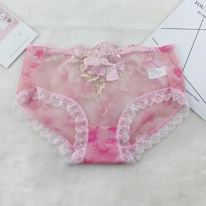 Culotte taille moyenne brodée de fleurs pour femmes