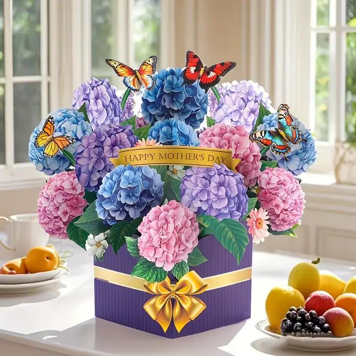 Carte pop-up 3D pour la fête des mères, bouquet de fleurs, carte de vœux pour maman, cadeau artisanal DIY pour la fête des mères, fournitures de décoration