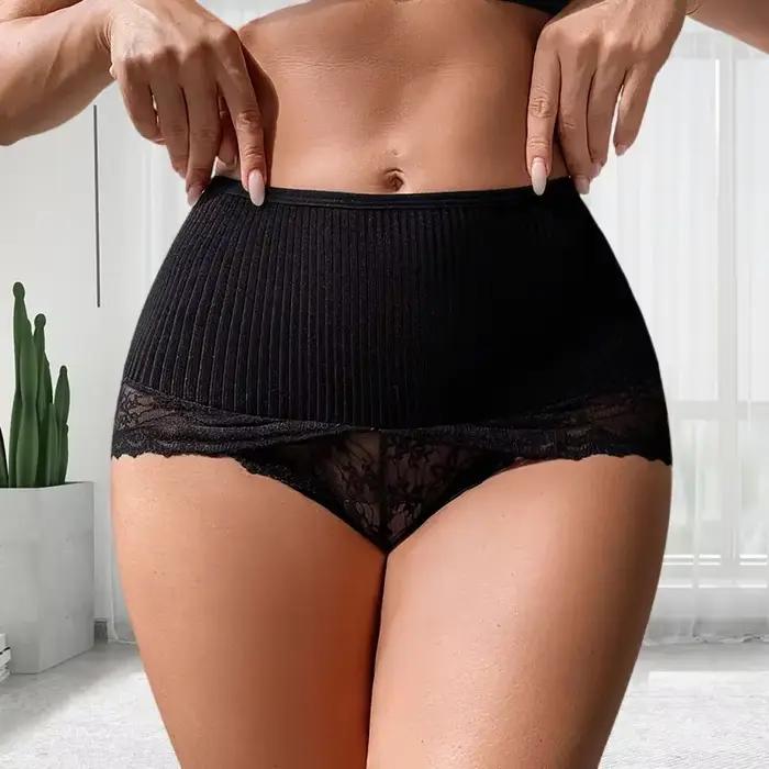 1 pièces taille haute ascenseur fesses Sexy femmes culottes broderie florale côtelé dame slips respirant confort femme caleçon