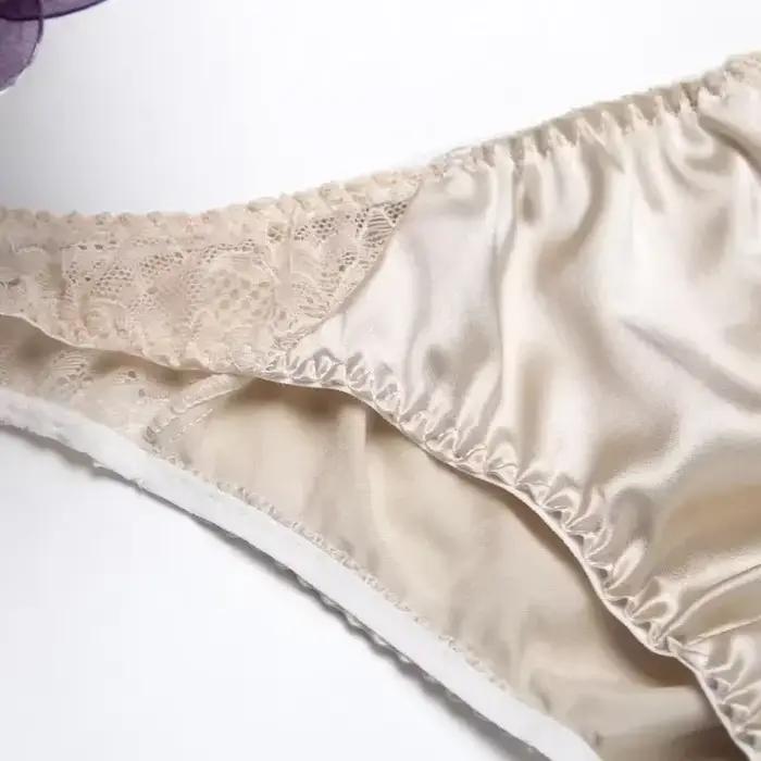100% soie de mûrier sexy sous-vêtements en dentelle