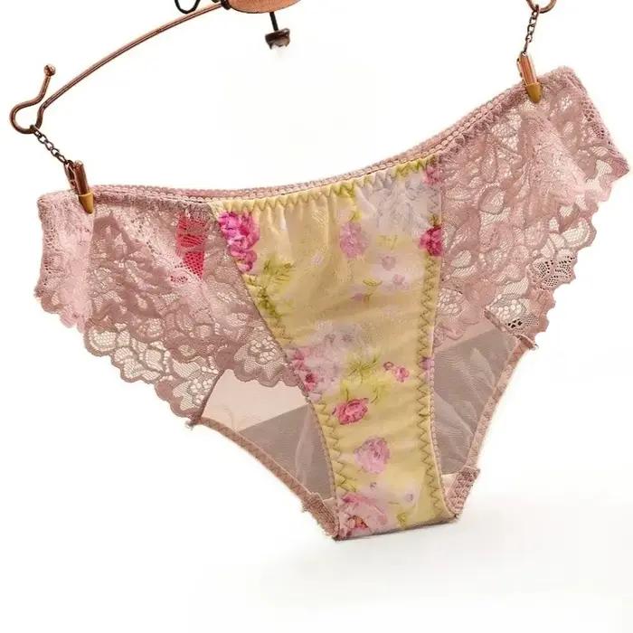 Culottes WONTIVE à imprimé floral, maille ultra-fine, élasthanne et dentelle, lingerie intime pour femmes, taille unique, féminité discrète, confort toute la journée