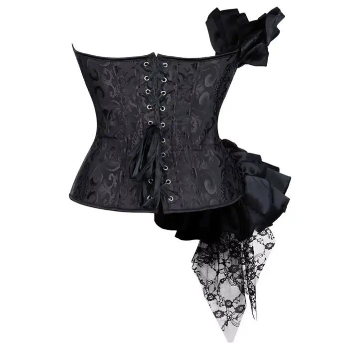 Nouveau Corset en Arête de Poisson Décoré en Dentelle Satinée Pour Femme Occasions Spéciales Goût Gothique Victorien Romantique
