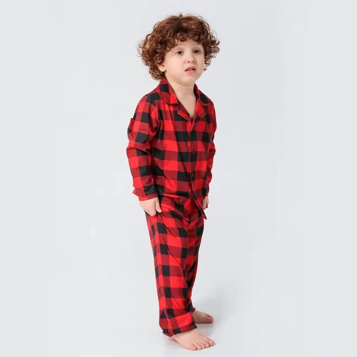 Pyjama de famille de noël imprimé à carreaux, vêtements assortis pour mère, père et enfants, chemise à boutons à manches longues, ensemble pour garçon et fille, Look de noël