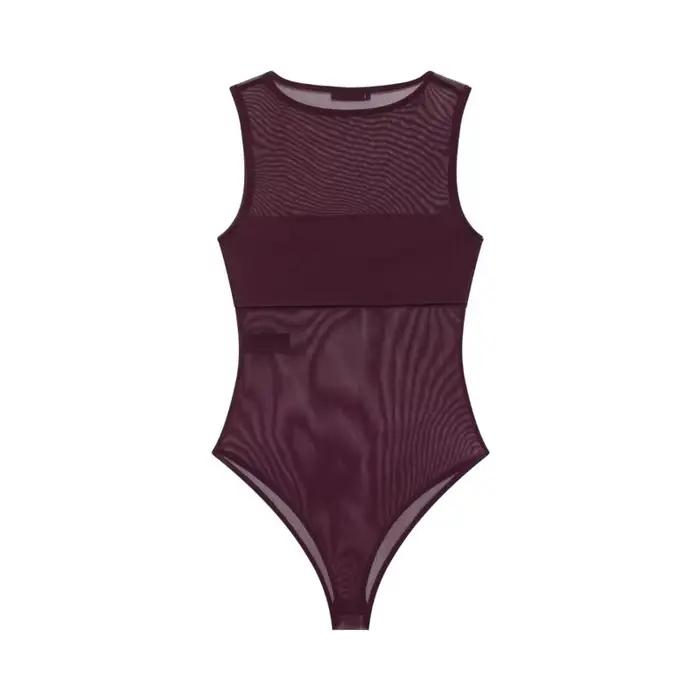 Combinaison en tulle pour femmes, printemps-été, sexy, légère, col rond, sans manches, style plage, combinaison féminine