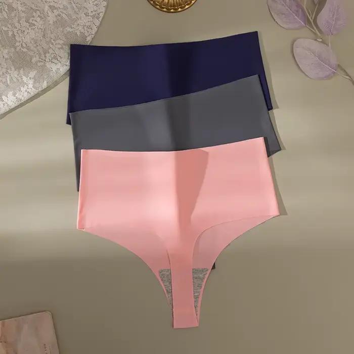 Taille haute femmes culottes tongs Sexy Lingerie Satin sous-vêtements sans couture mode confortable g-strings caleçons