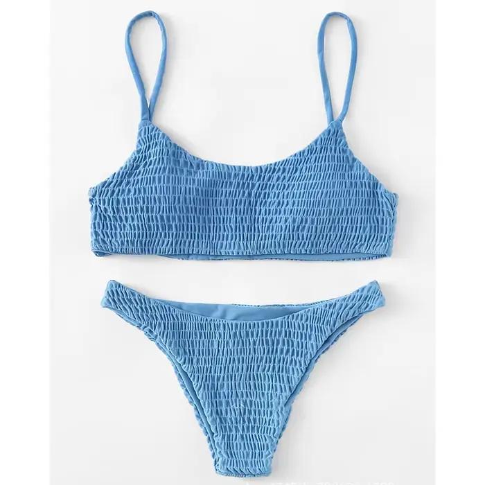 Sexy Triangle maillot de bain pour femmes Vintage plissé jarretelle Push Up Bikini été 2025 nouveau Simple maillots