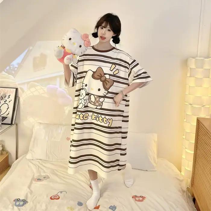 Chemise de nuit coréenne Sanrio d'été à manches courtes pour femme