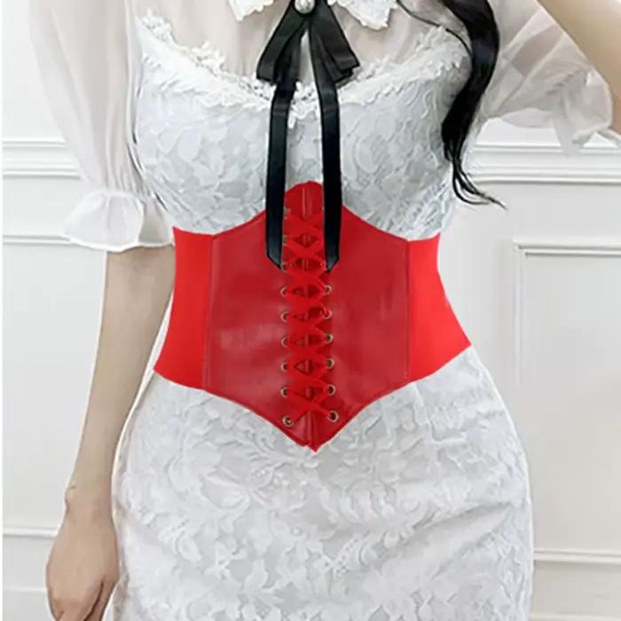 Corset femme gaine amincissante Sexy large ceinture en cuir Cummerbunds sangle ceintures pour femmes taille haute