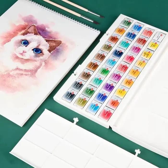 Ensemble de peinture pour aquarelles, 16/24 couleurs, nuits blanches, Sonnet, artistes, couleurs vives et vives, casseroles complètes, boîte en Carton de 2.5ml pour dessin d'étudiant
